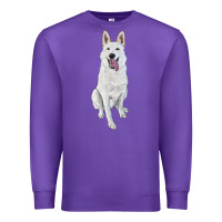 Purple Hand Drawing White Shepherd Premium Sweatshirt - RanaPortraitStore