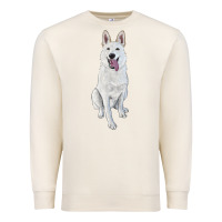 Sandshell Hand Drawing White Shepherd Premium Sweatshirt - RanaPortraitStore