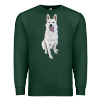 Sports Green Hand Drawing White Shepherd Premium Sweatshirt - RanaPortraitStore