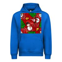 Cobalt christmas snowman and trees seamless pattern Urban Hoodie - BundleAndBundleShop