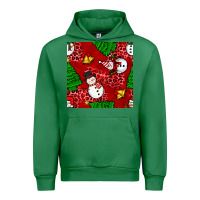 Emerald christmas snowman and trees seamless pattern Urban Hoodie - BundleAndBundleShop