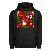 Pigment Black christmas snowman and trees seamless pattern Urban Hoodie - BundleAndBundleShop