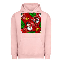 Pigment Salmon christmas snowman and trees seamless pattern Urban Hoodie - BundleAndBundleShop
