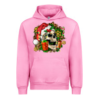Fuchsia Pink christmas skull and gift Urban Hoodie - AdoDesignShop