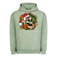 Pigment Oil Green christmas skull and gift Urban Hoodie - AdoDesignShop