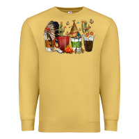 Antique Gold coffee cups indian headdress Premium Sweatshirt - texasbilliewilder