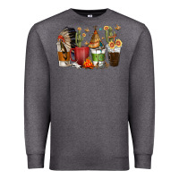 Charcoal Heather coffee cups indian headdress Premium Sweatshirt - texasbilliewilder