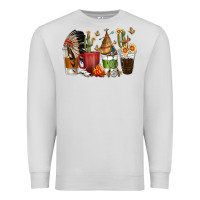 Dove Grey coffee cups indian headdress Premium Sweatshirt - texasbilliewilder