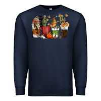 Navy coffee cups indian headdress Premium Sweatshirt - texasbilliewilder