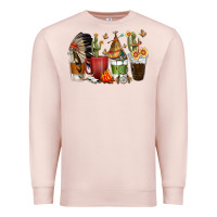 Pale Pink coffee cups indian headdress Premium Sweatshirt - texasbilliewilder