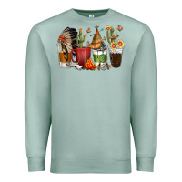 Seafoam coffee cups indian headdress Premium Sweatshirt - texasbilliewilder