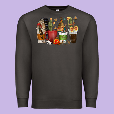 Premium Sweatshirt coffee cups indian headdress