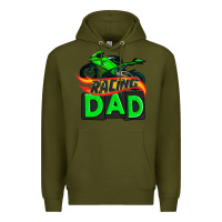 Army Green racing dad with racing motorcycle Premium Hoodie - AdoDesignShop