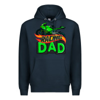 Navy racing dad with racing motorcycle Premium Hoodie - AdoDesignShop
