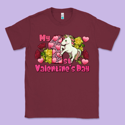 My First Valentine's Day Unicorn Classic Tee Designed By Fadigitalartstudio