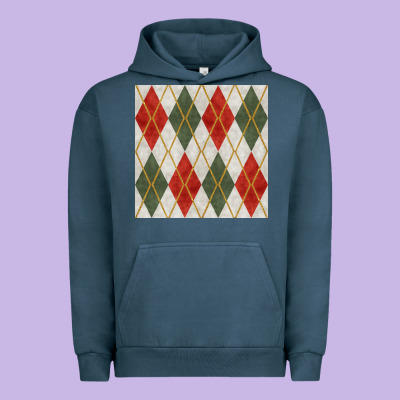 Christmas Diamond Plaid Seamless Pattern Urban Hoodie Designed By Bundleandbundleshop