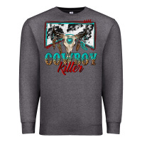 Charcoal Heather cowboy killer Premium Sweatshirt - texasbilliewilder