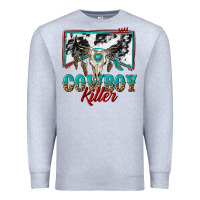 Heather Grey cowboy killer Premium Sweatshirt - texasbilliewilder