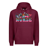 Burgundy nurse with race and oto equipment Premium Hoodie - AdoDesignShop