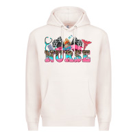Pale Pink nurse with race and oto equipment Premium Hoodie - AdoDesignShop