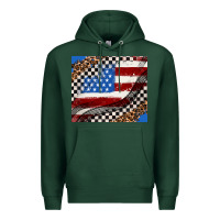 Sports Green American flag and racee flag Premium Hoodie - AdoDesignShop