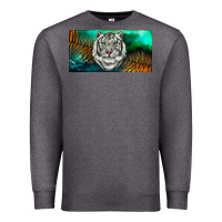 Charcoal Heather white tiger forest license plate Premium Sweatshirt - RanaPortraitStore