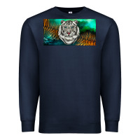 Navy white tiger forest license plate Premium Sweatshirt - RanaPortraitStore