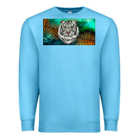 Ocean Blue white tiger forest license plate Premium Sweatshirt - RanaPortraitStore