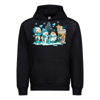 Black winter snowman coffee cups Urban Hoodie - AdoDesignShop