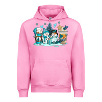 Fuchsia Pink winter snowman coffee cups Urban Hoodie - AdoDesignShop