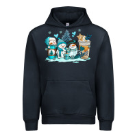 Navy winter snowman coffee cups Urban Hoodie - AdoDesignShop