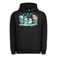 Pigment Black winter snowman coffee cups Urban Hoodie - AdoDesignShop