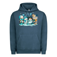 Pigment Midnight Navy winter snowman coffee cups Urban Hoodie - AdoDesignShop