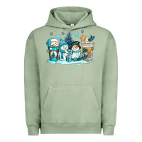 Pigment Oil Green winter snowman coffee cups Urban Hoodie - AdoDesignShop