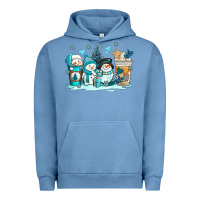 Pigment Pebble Blue winter snowman coffee cups Urban Hoodie - AdoDesignShop