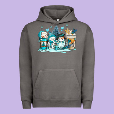 Winter Snowman Coffee Cups Urban Hoodie Designed By Adodesignshop