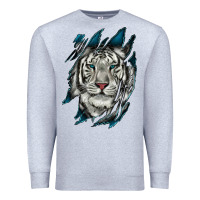 Heather Grey White Tiger Scratch Mark Premium Sweatshirt - RanaPortraitStore