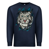 Navy White Tiger Scratch Mark Premium Sweatshirt - RanaPortraitStore