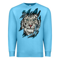 Ocean Blue White Tiger Scratch Mark Premium Sweatshirt - RanaPortraitStore