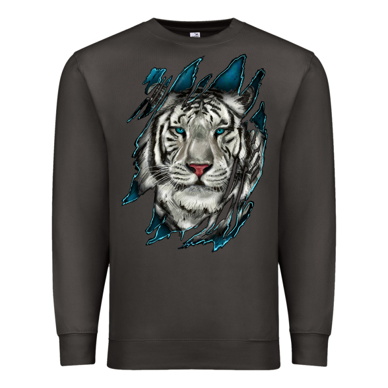 White Tiger Scratch Mark Premium Sweatshirt by RanaPortraitStore | Teevron