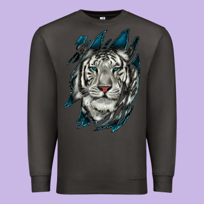 Premium Sweatshirt White Tiger Scratch Mark