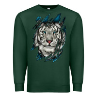 Sports Green White Tiger Scratch Mark Premium Sweatshirt - RanaPortraitStore