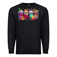 Black dia de los muertos coffee cups Premium Sweatshirt - texasbilliewilder