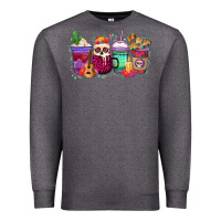 Charcoal Heather dia de los muertos coffee cups Premium Sweatshirt - texasbilliewilder