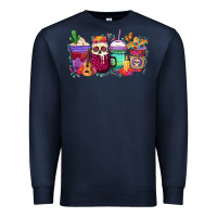 Navy dia de los muertos coffee cups Premium Sweatshirt - texasbilliewilder