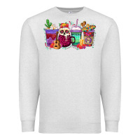 Oatmeal Heather dia de los muertos coffee cups Premium Sweatshirt - texasbilliewilder