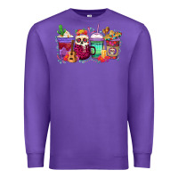 Purple dia de los muertos coffee cups Premium Sweatshirt - texasbilliewilder