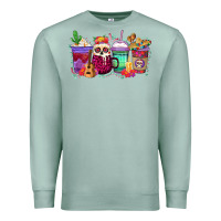 Seafoam dia de los muertos coffee cups Premium Sweatshirt - texasbilliewilder