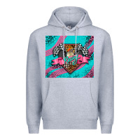 Heather Grey racing pink Premium Hoodie - AdoDesignShop