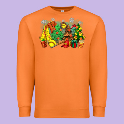 Christmas Trees With Softball Premium Sweatshirt Designed By Zillion Design Studio